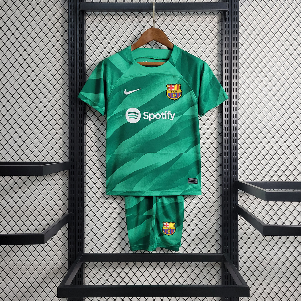 B.A.R.S.A 23-24 Green Goalkeeper Kids Kit - Unitedfutballjersey