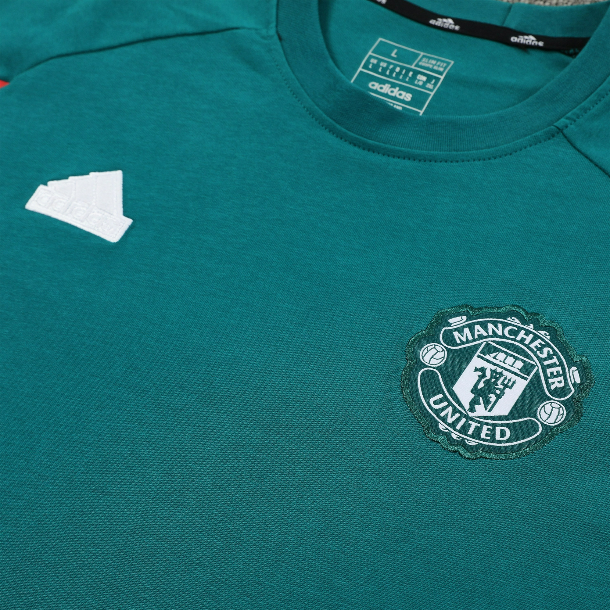 Manchester United 24-25 Short-Sleeve Training Set - Deep Green Top & Grey Shorts - Unitedfutballjersey