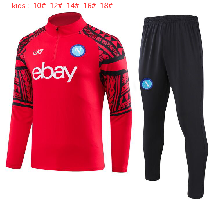 Napoli 23-24 Kids Long Sleeve Training Set Red - Unitedfutballjersey