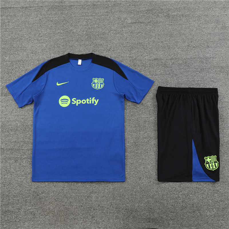 B.A.R.S.A 24-25 Short-Sleeve Training Set - Blue and Black - Unitedfutballjersey