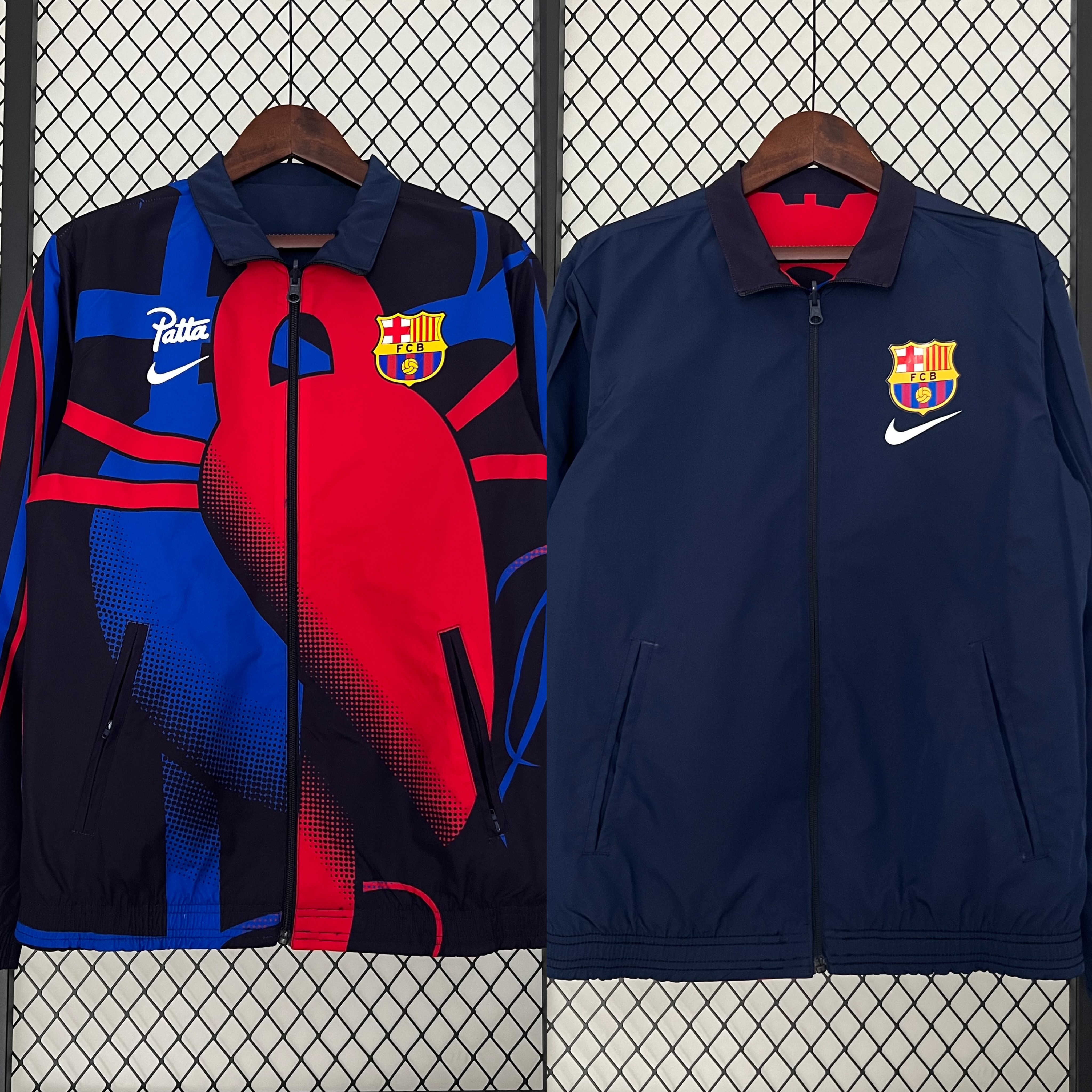B.A.R.S.A 23-24 Double Sided Windbreaker - Blue & Red - Unitedfutballjersey
