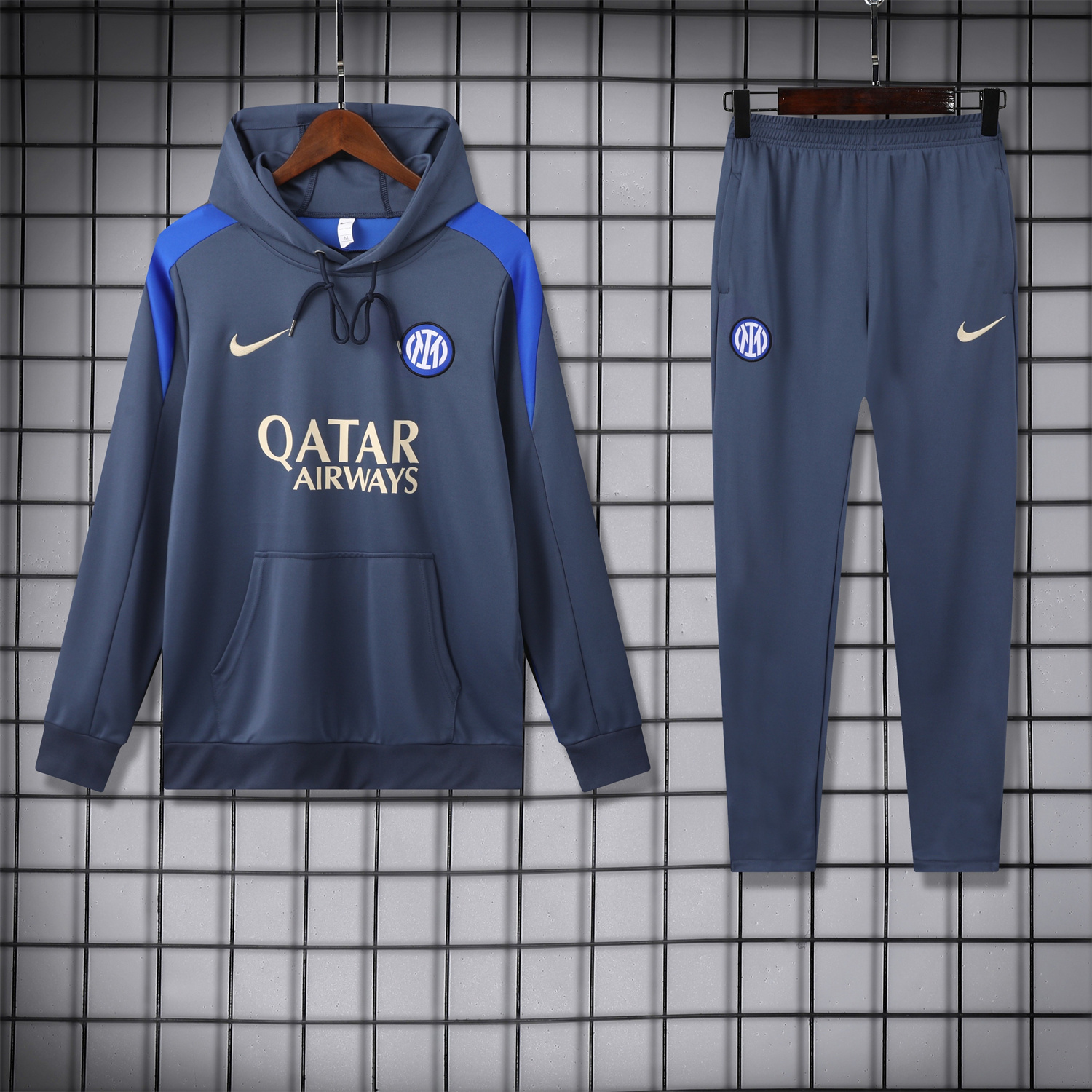 Inter Milan 24-25 Training Hoodie Set - Blue - Gray Hoodie and Pants - Unitedfutballjersey