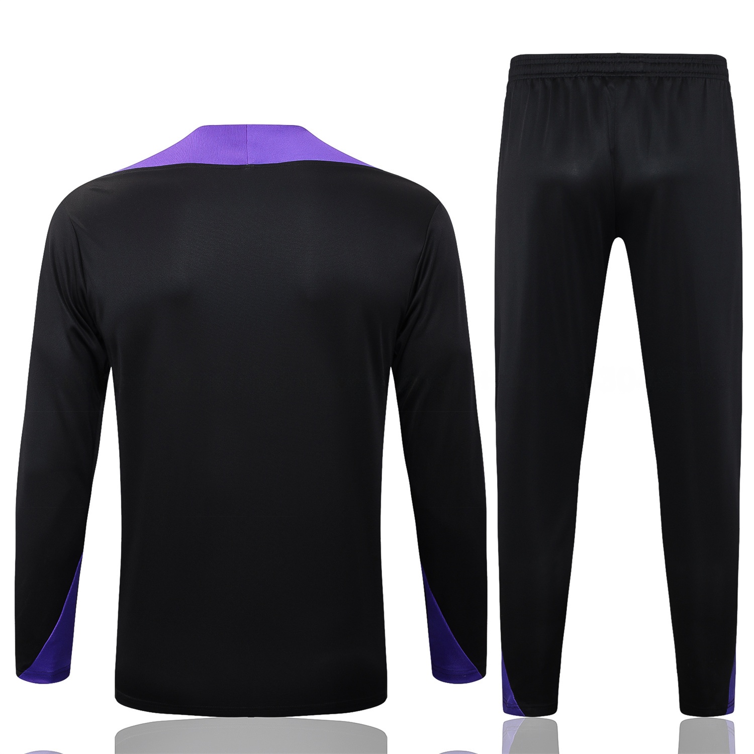 Barcelona X KB 25-26 Long Sleeve Training Set - Black Top with Purple Badge and Black Pants - Unitedfutballjersey
