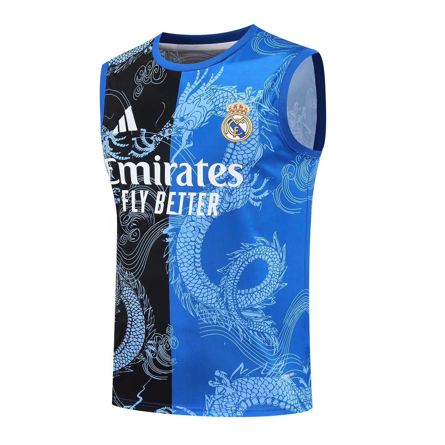 Real Madrid 25-26 Vest Training Set - Blue Black Dragon Vest & Black-White Shorts - Unitedfutballjersey