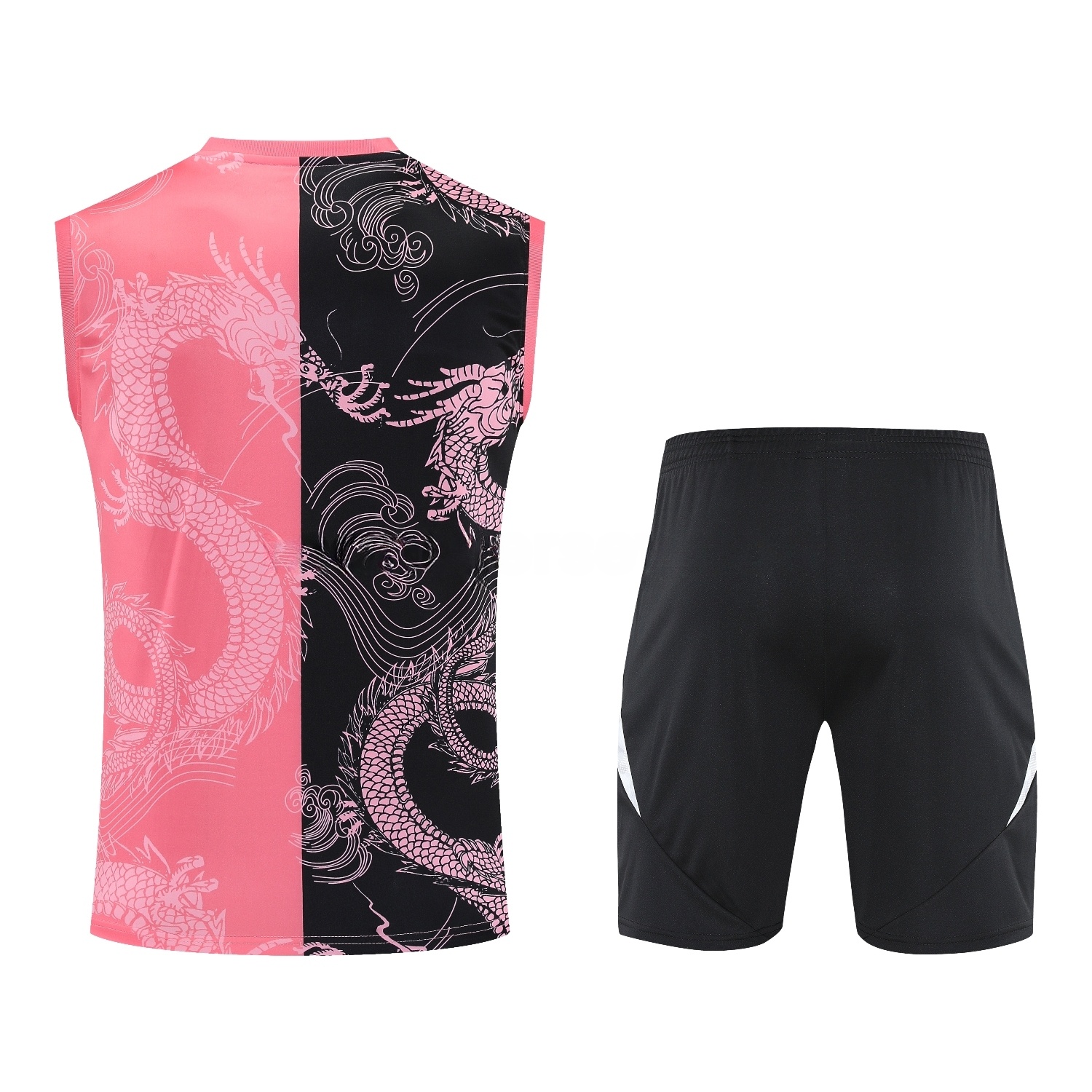 Real Madrid 25-26 Vest Training Set - Pink-Black Dragon Vest & Black-White Shorts - Unitedfutballjersey