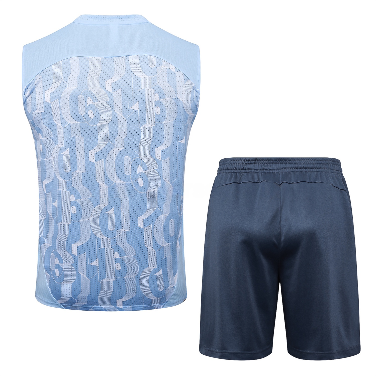 Manchester City 25-26 Vest Training Set - Sky Blue Vest and Deep Blue Shorts - Unitedfutballjersey