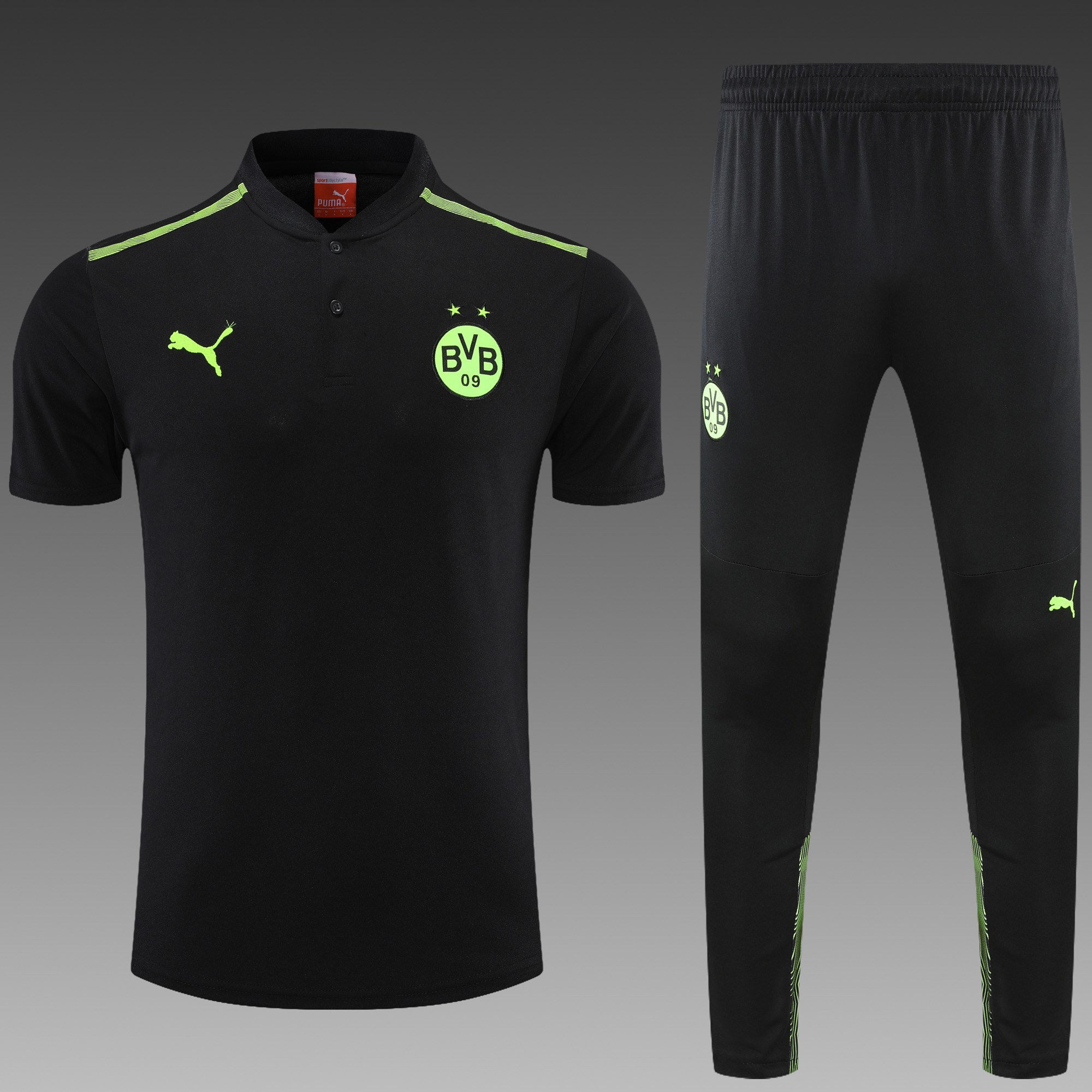 Dortmund POLO Black Short Sleeve Suit - Unitedfutballjersey