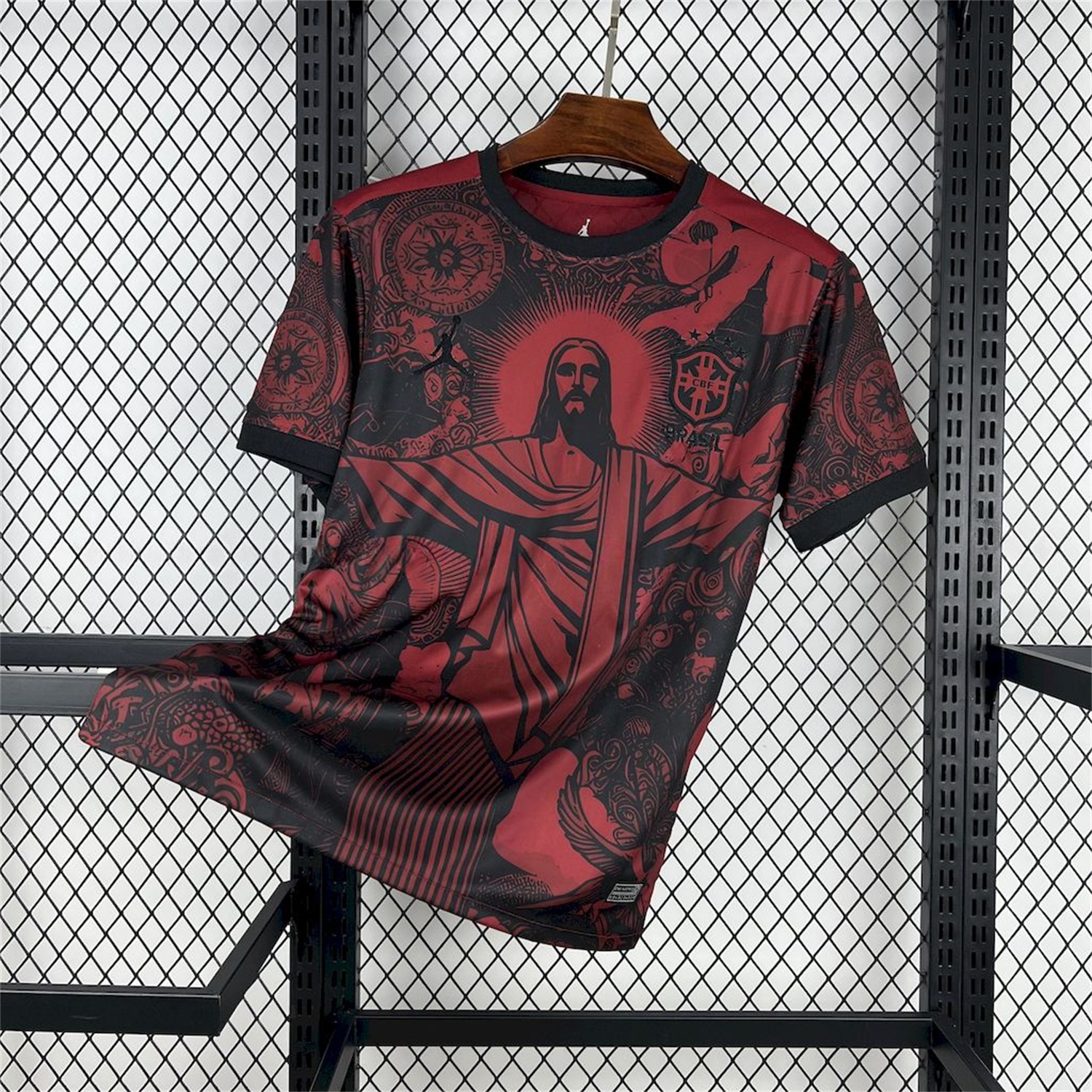 Brazil 25-26 Jordan Black Jesus Statue Red Special Jersey - Fans Version - Unitedfutballjersey