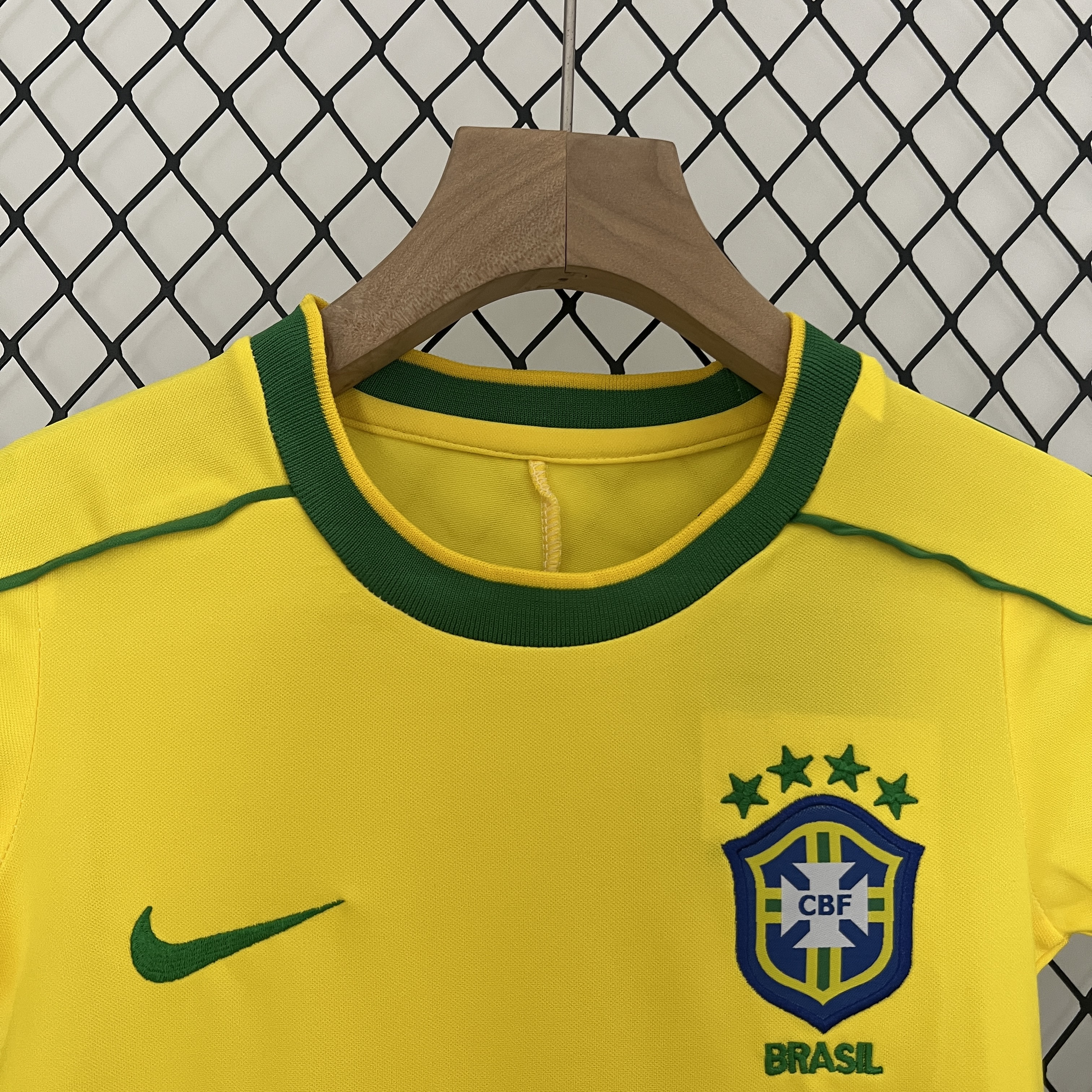Retro Brazil 1998 Home Stadium Kids Kit - Unitedfutballjersey
