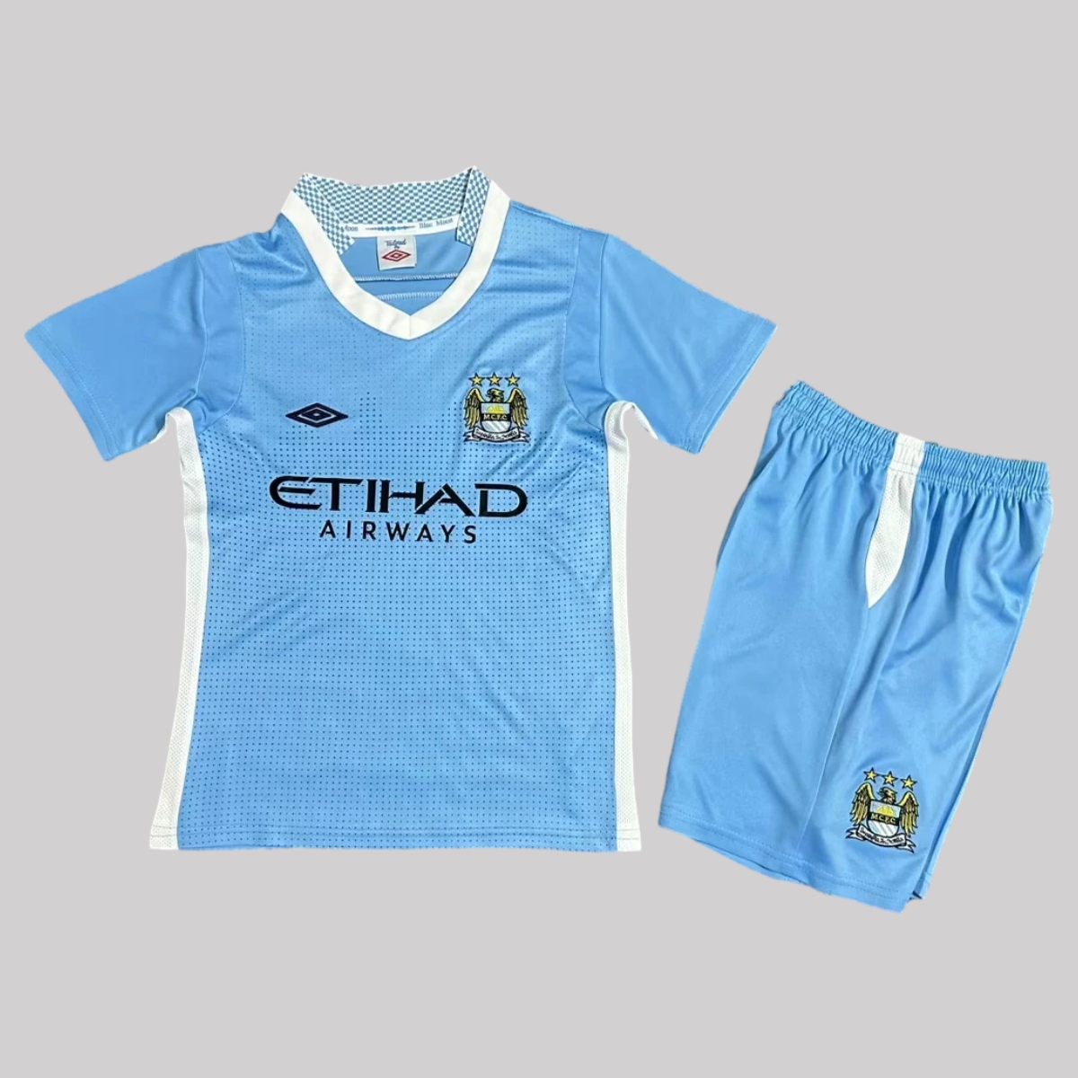 Retro Manchester City 2011-12 Home Kids Kit - Unitedfutballjersey