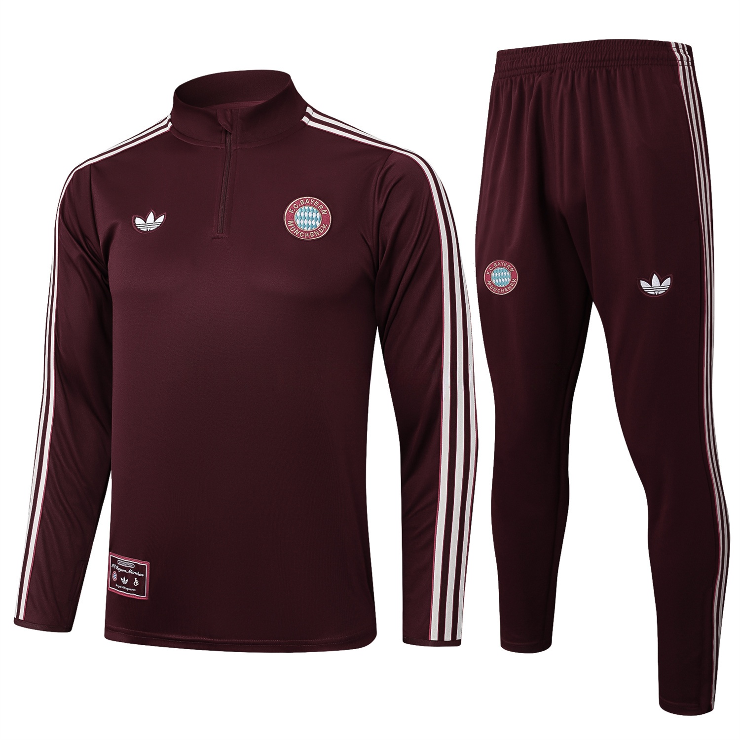 Bayern Munich 25-26 Throwback Trefoil Long Sleeves Training Set - Deep Red - Unitedfutballjersey