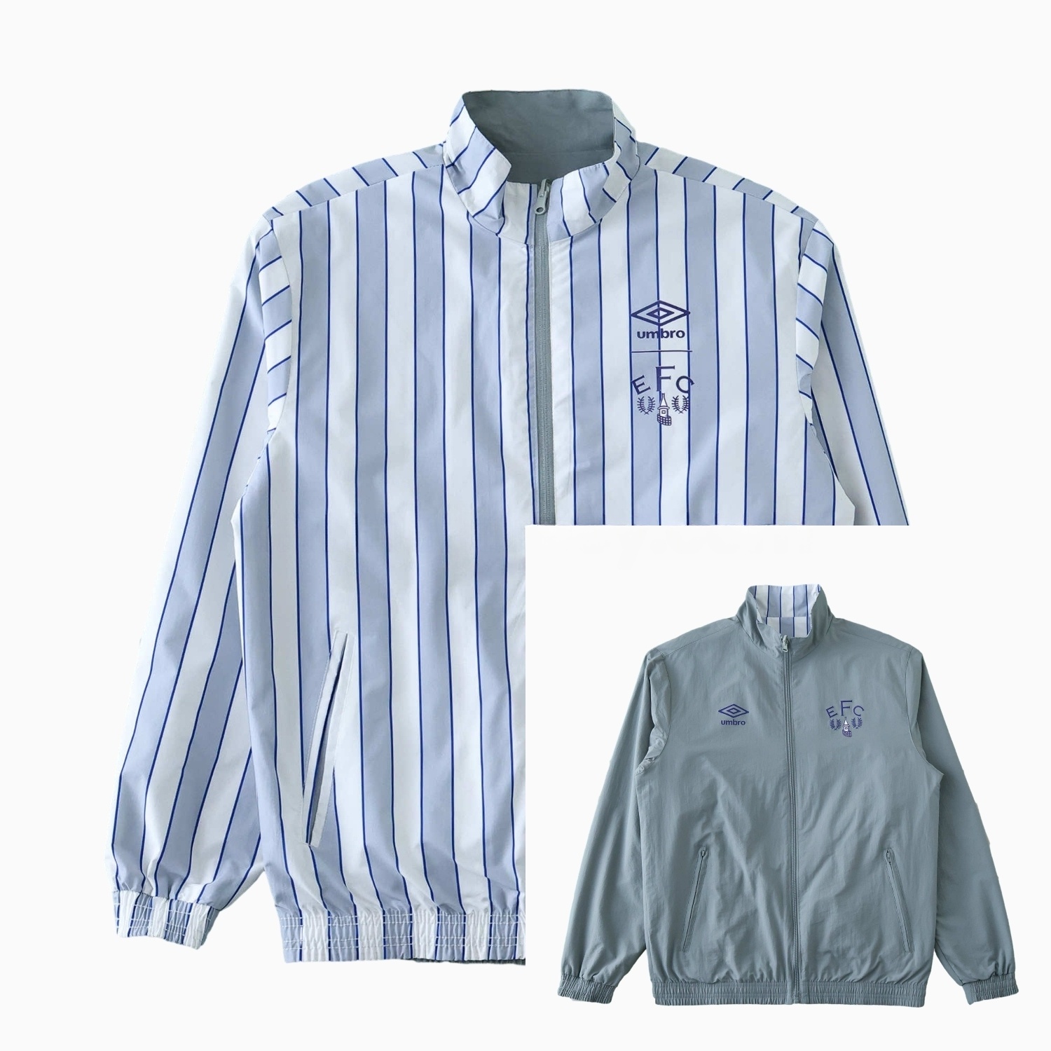 Everton 1988-89 Retro Style Double Sided Reversible Windbreaker - White & Grey - Unitedfutballjersey