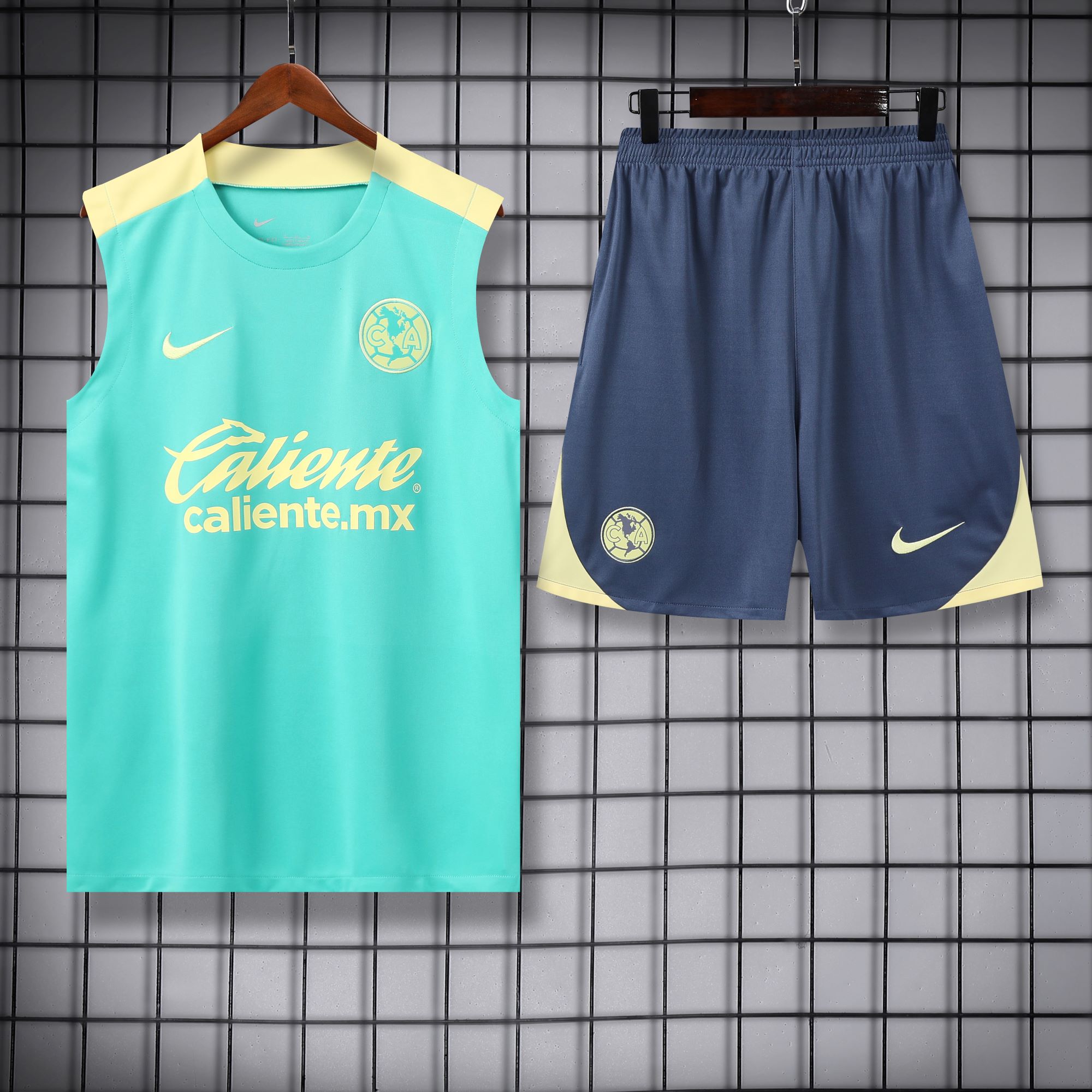 Club América 24-25 Vest Training Set - Light Green Vest & Grey Shorts - Unitedfutballjersey