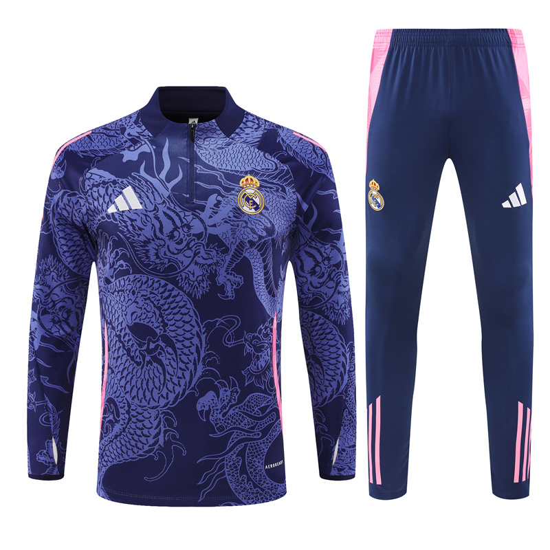 Real Madrid 24-25 Long Sleeve Training Set - Blue Dragon - Unitedfutballjersey
