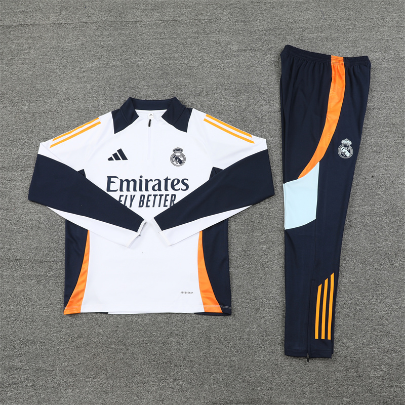 Real Madrid 24-25 Long Sleeve Training Set - White - Unitedfutballjersey