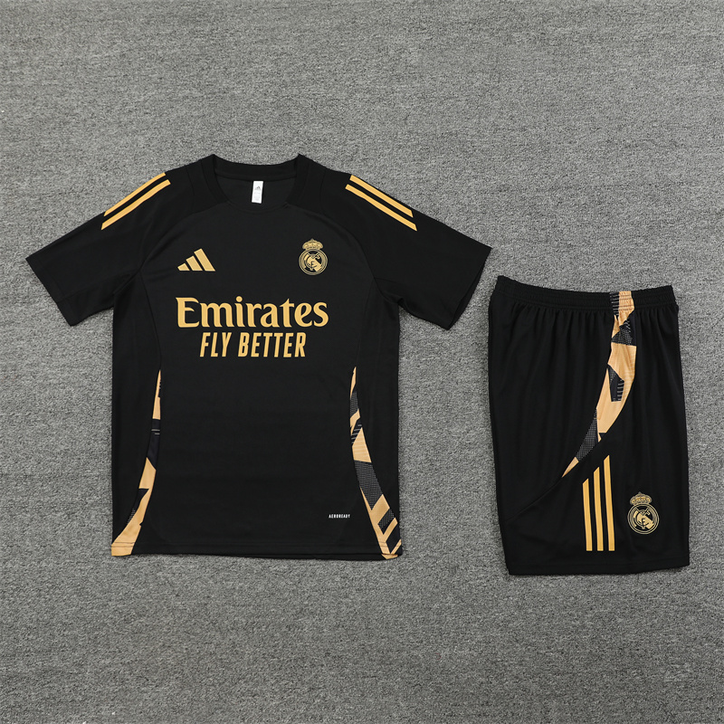 Real Madrid 24-25 Short-Sleeve Training Set - Black Gold - Unitedfutballjersey