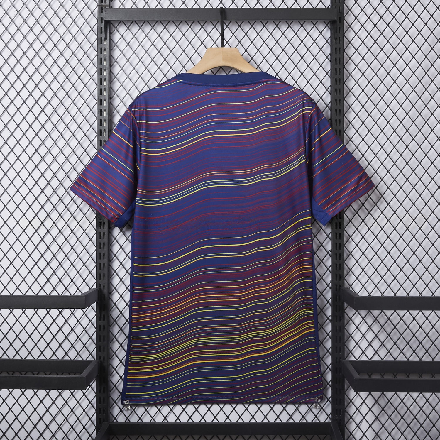 B.A.R.S.A 25-26 Deep Blue Pre-Match Training Jersey with Colorful Lines - Fans Version - Unitedfutballjersey