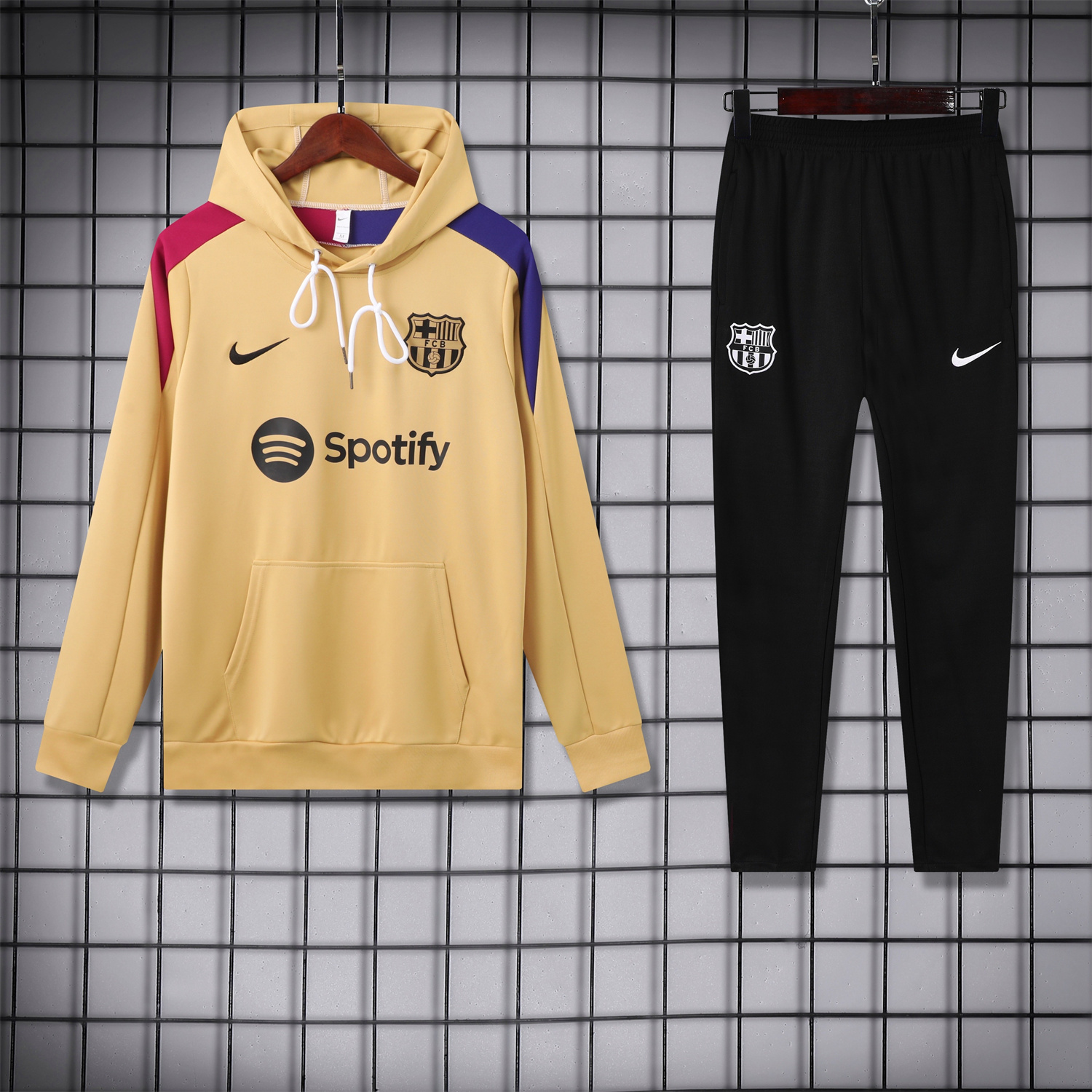 Barcelona 24-25 Training Hoodie Set - Khaki Hoodie and Black Pants - Unitedfutballjersey