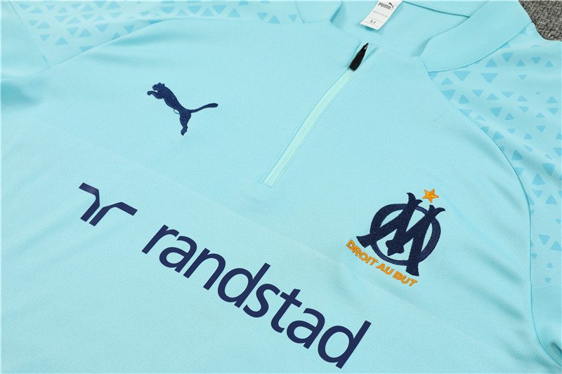 Marseille 23-24 Kids Long Sleeve Training Set Light Blue - Unitedfutballjersey