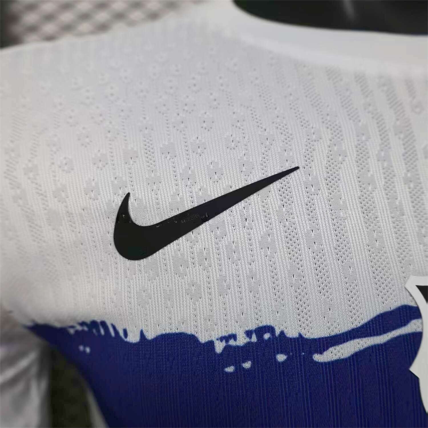 B.A.R.S.A 25-26 White Jersey with Red Blue Ink Horizontal Stripes Jersey - Player Version - Unitedfutballjersey