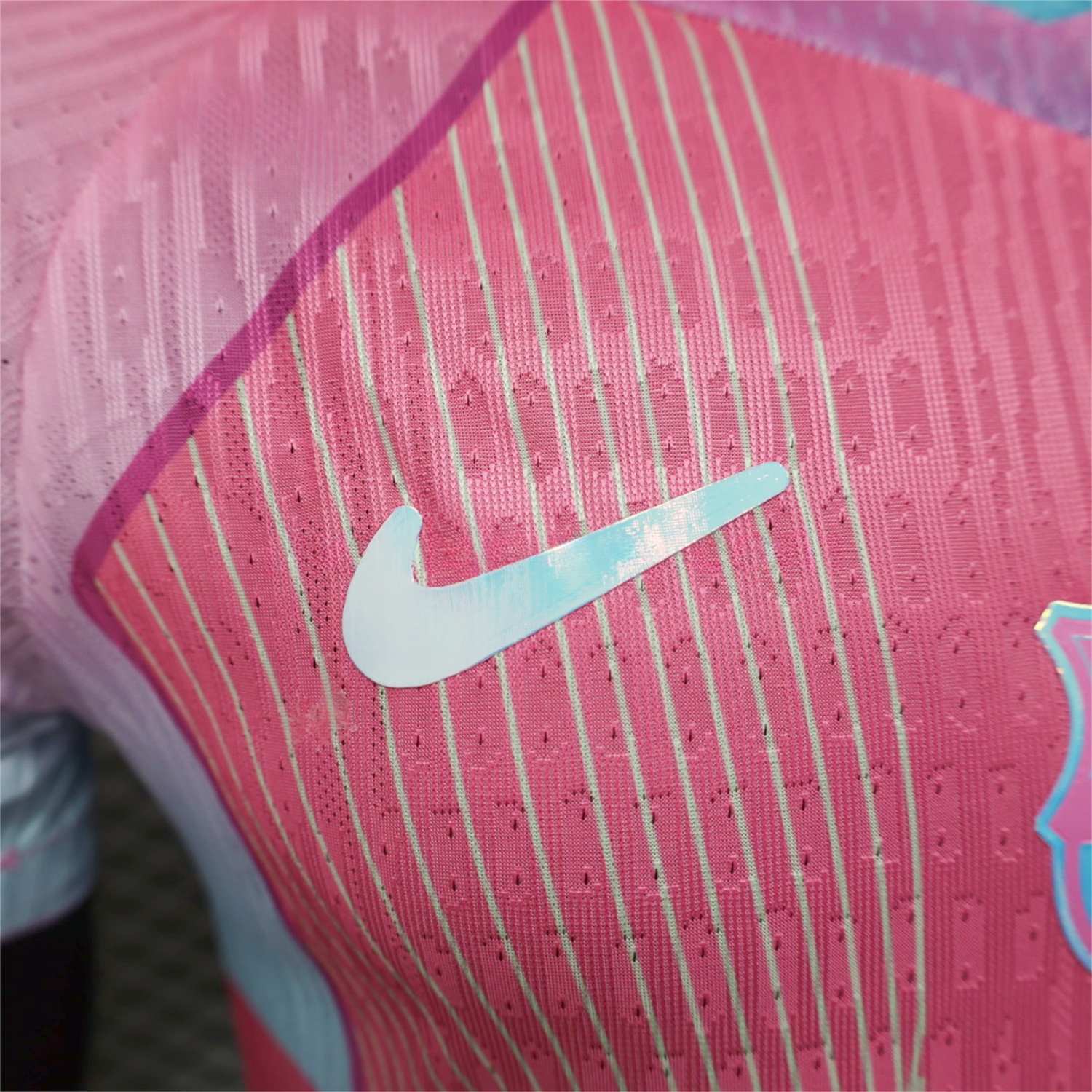Barcelona 25-26 Pink and Light Blue Stripes Jersey - Player Version - Unitedfutballjersey