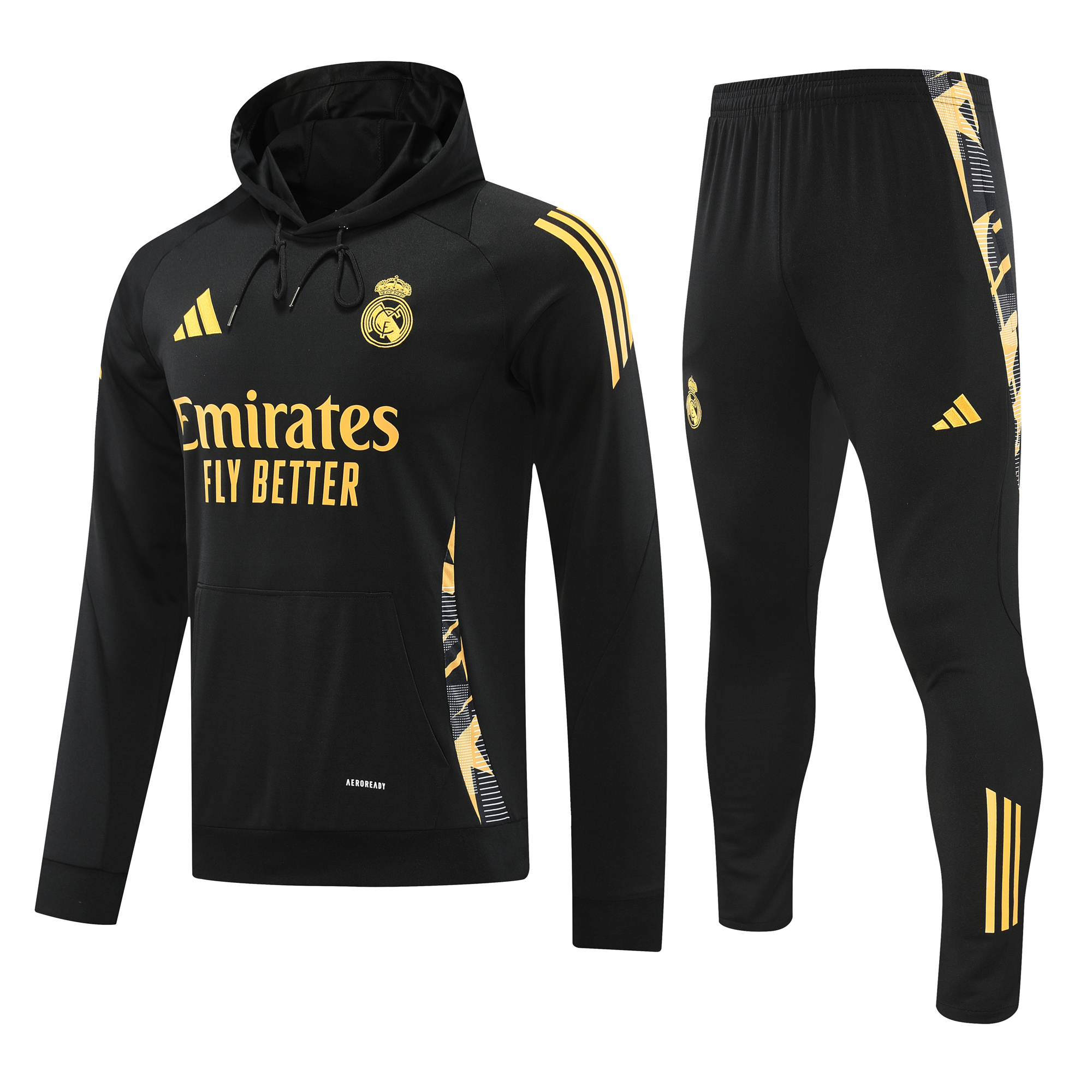Real Madrid 24-25 Long Sleeve Training Set - Black Gold - Unitedfutballjersey