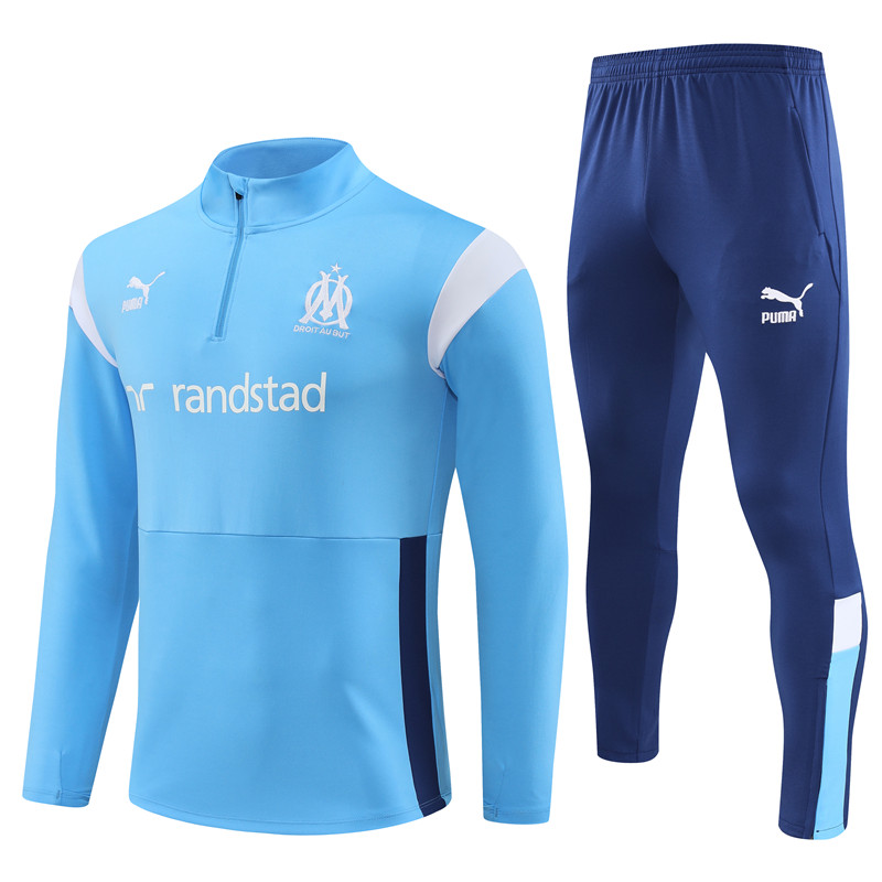 Marseille 23-24 Long Sleeve Training Set -Blue and White - Unitedfutballjersey