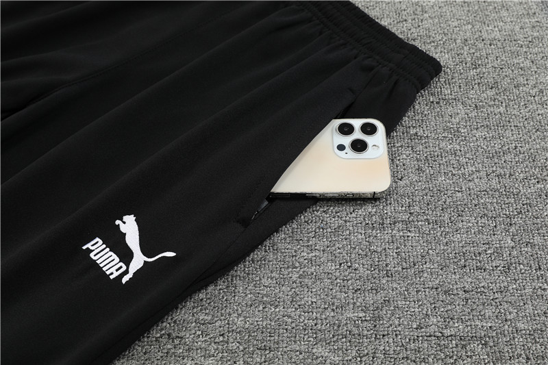 Marseille 23-24 Kids Long Sleeve Training Set Black and White - Unitedfutballjersey