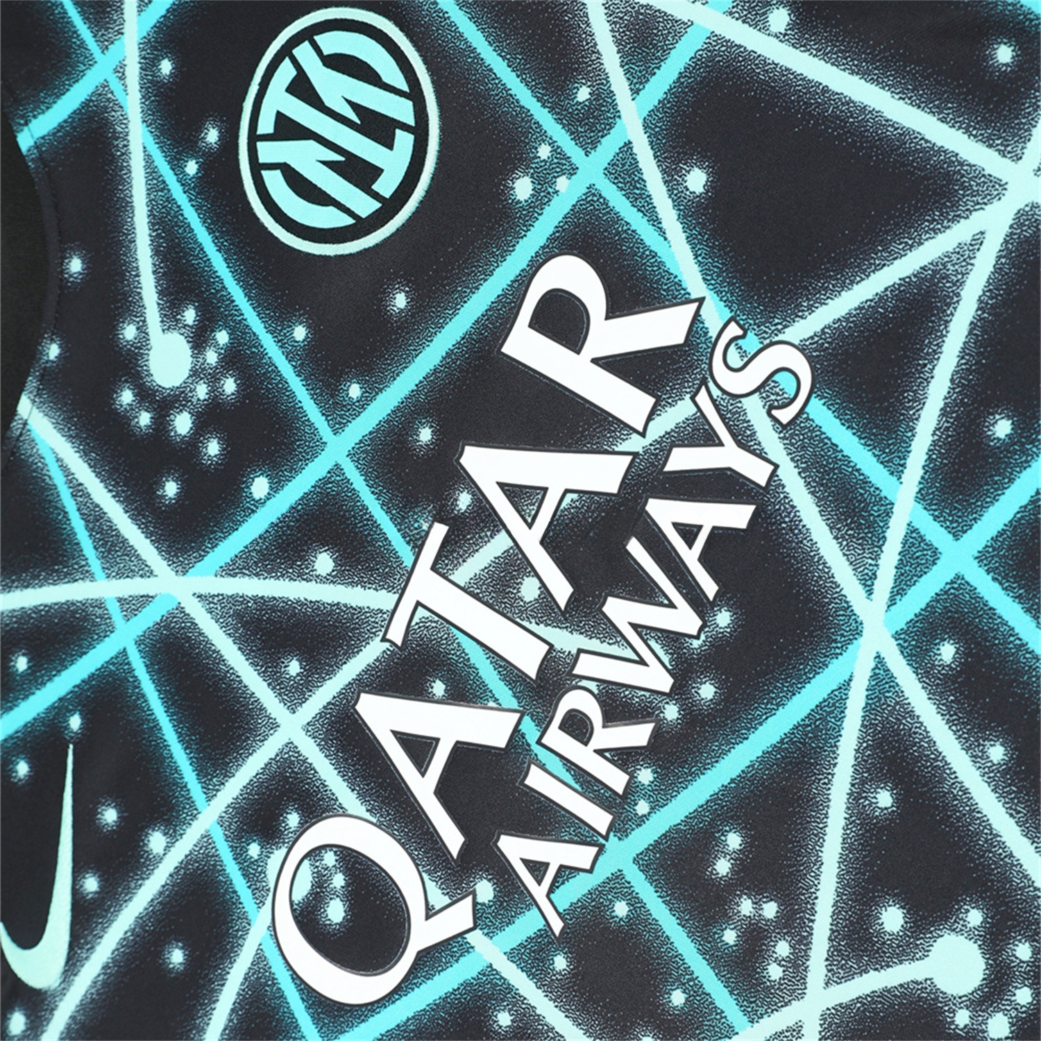 Inter Milan 25-26 Short-Sleeve Training Set - Blue Fluorescent Rays Black Top & Black Shorts - Unitedfutballjersey