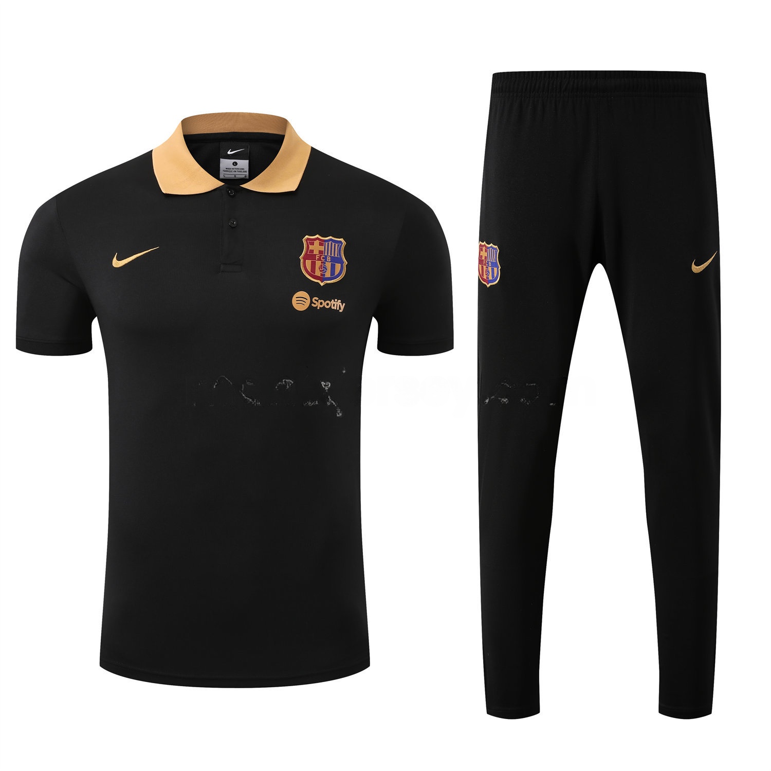 B.A.R.S.A 25-26 POLO Short-Sleeve Training Set - Black Top and Pants - Unitedfutballjersey