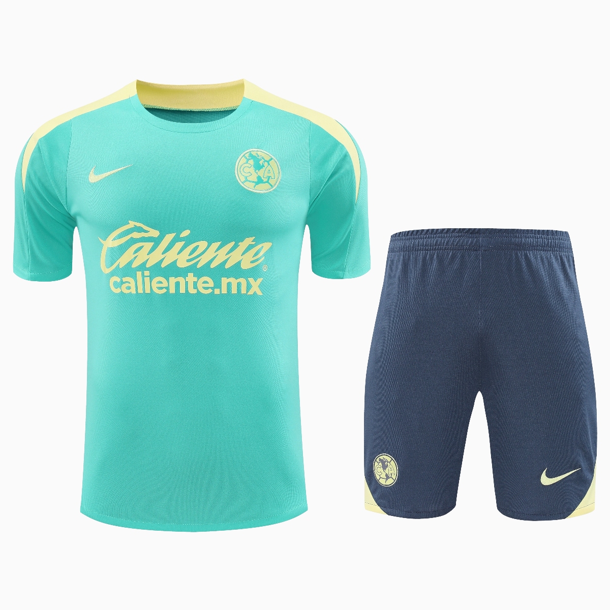 Club América 24-25 Short-Sleeve Training Set - Light Green Top & Grey Shorts - Unitedfutballjersey