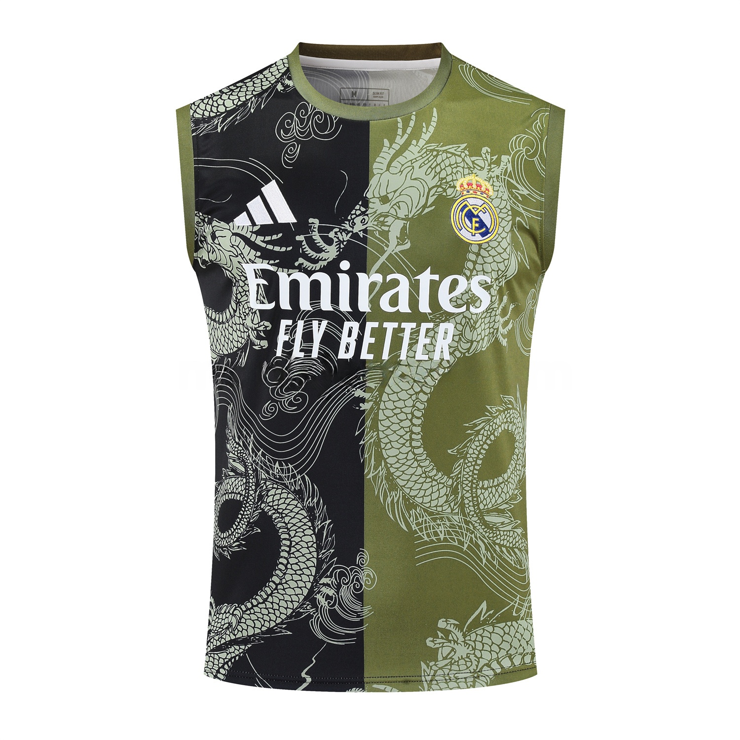Real Madrid 25-26 Vest Training Set - Green-Black Dragon Vest & Black-White Shorts - Unitedfutballjersey