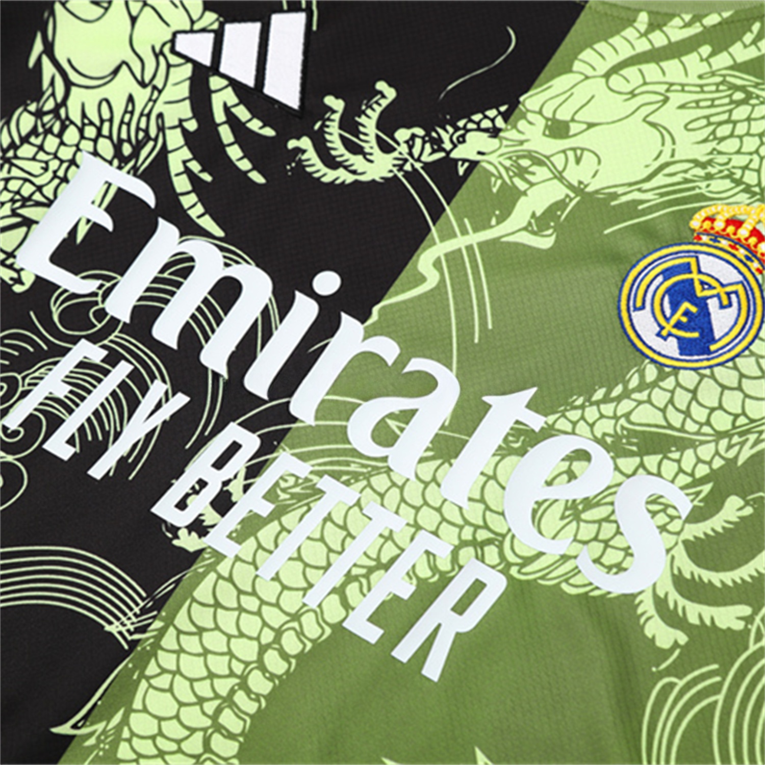 Real Madrid 25-26 Kid Short-Sleeve Training Set - Green Black Top & Black Shorts - Unitedfutballjersey