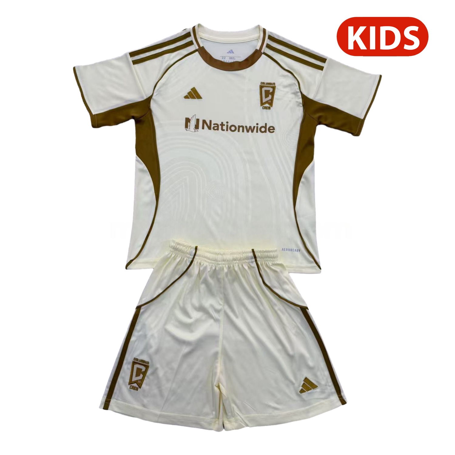 Columbus Crew 25-26 Light Yellow Pre-Match Training Kids Kit - Unitedfutballjersey