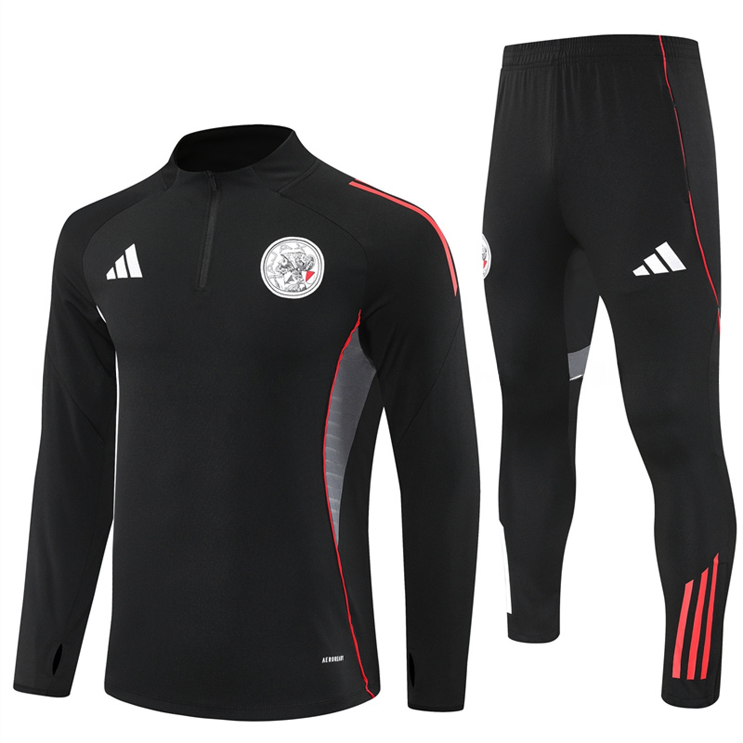 Ajax 25-26 Long Sleeve Training Set - Black Top and Black Pants - Unitedfutballjersey