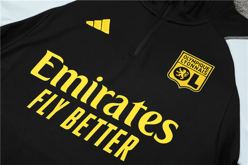 Lyon 23-24 Kids Long Sleeve Training Set Black - Unitedfutballjersey