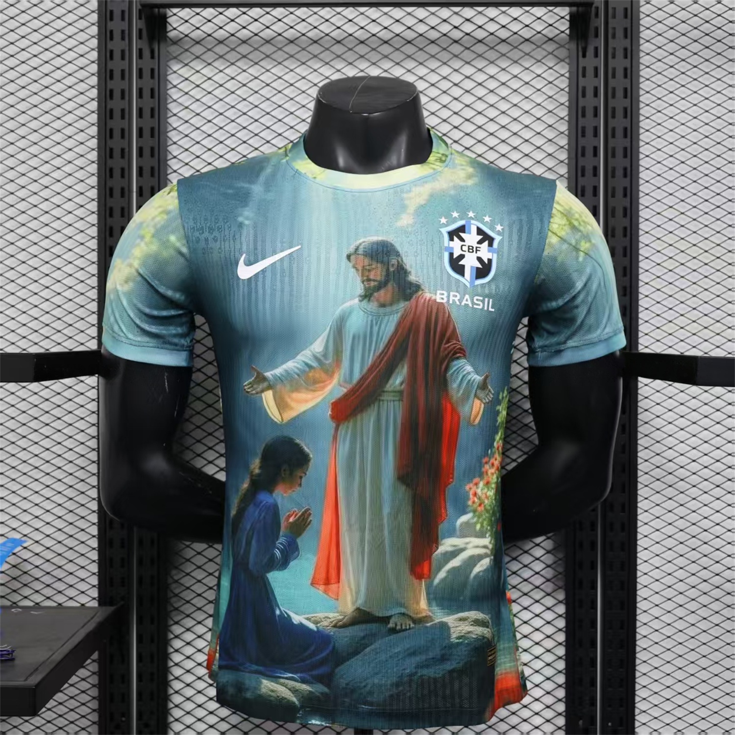 Brazil 25-26 Praying to Jesus Special Green Jersey - Player Version - Unitedfutballjersey