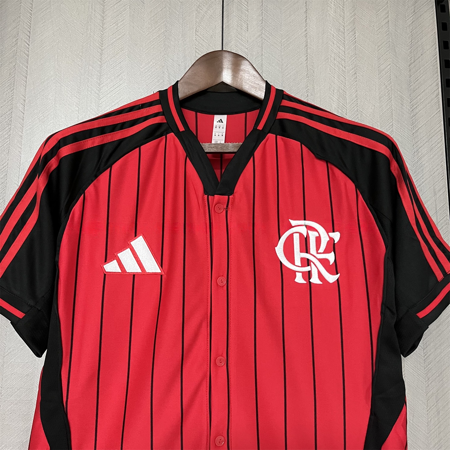 Flamengo 25-26 Red Baseball Jersey with Black Stripes - Unitedfutballjersey