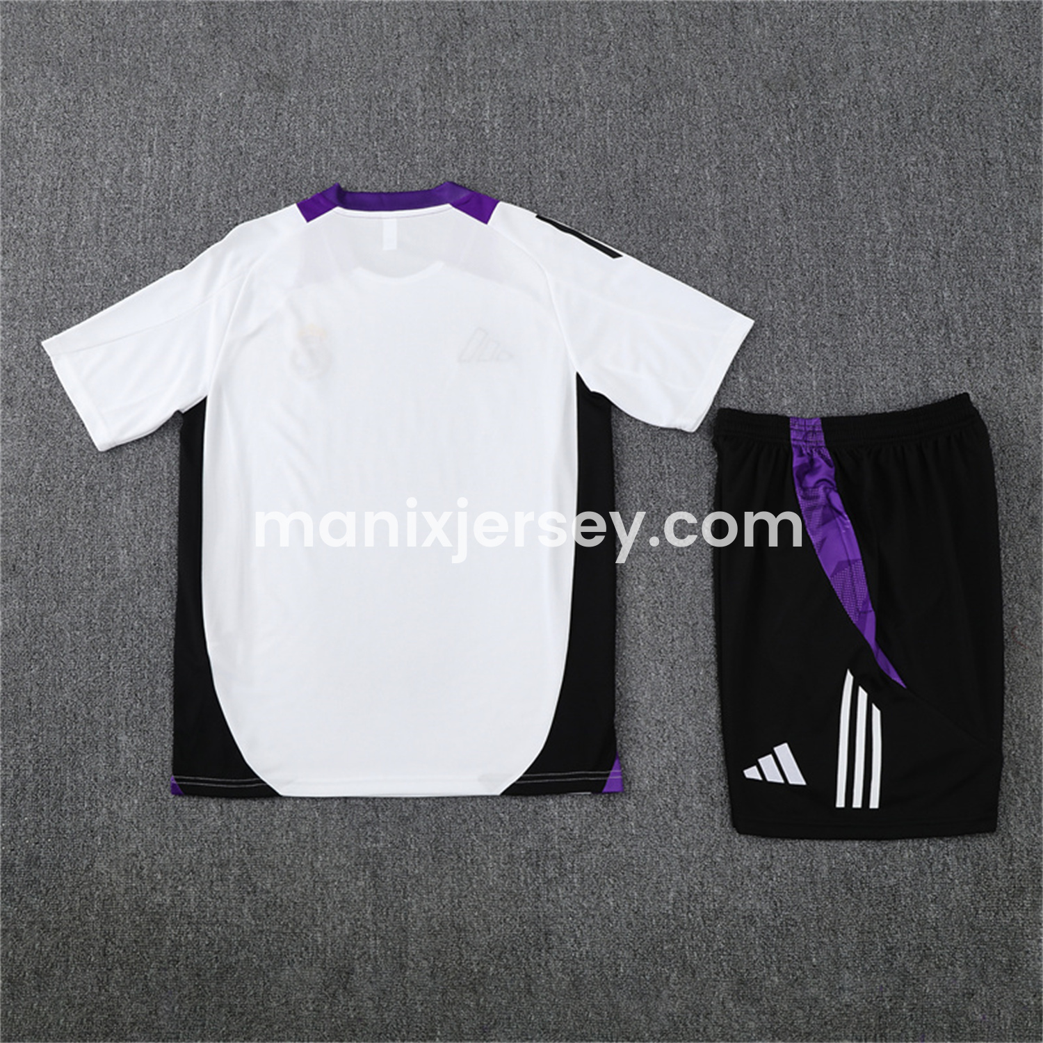 Real Madrid 24-25 Short-Sleeve Training Set - White with Purple - Unitedfutballjersey