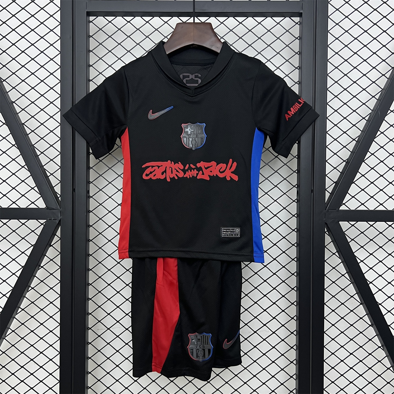 B.A.R.S.A x Travis Scott 24-25 Away Kids Kit with Red Logo - Unitedfutballjersey