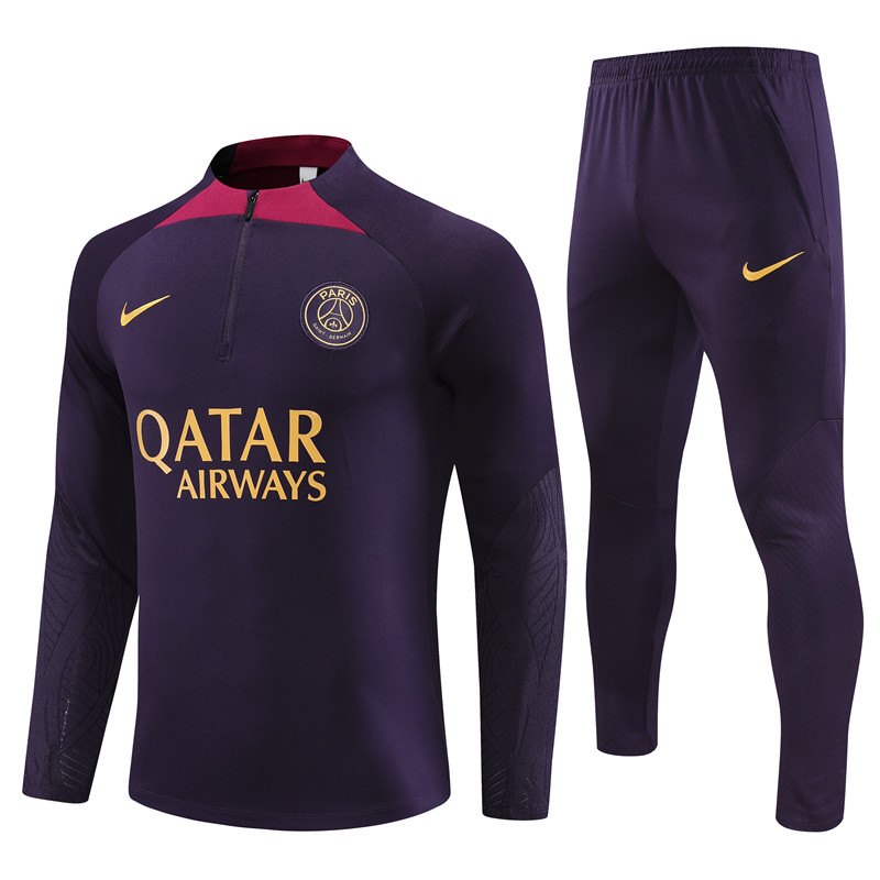 Paris Saint-Germain PSG 23-24 Kids Long Sleeve Training Set Blue -Purple - Unitedfutballjersey
