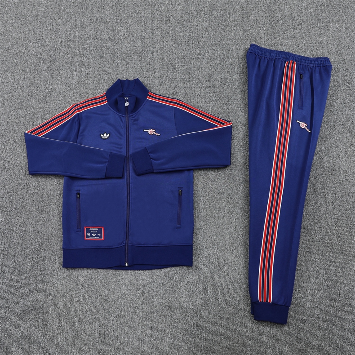Arsenal 25-26 Throwback Trefoil Jacket Training Tracksuit - Royal Blue Jackets & Pants - Unitedfutballjersey