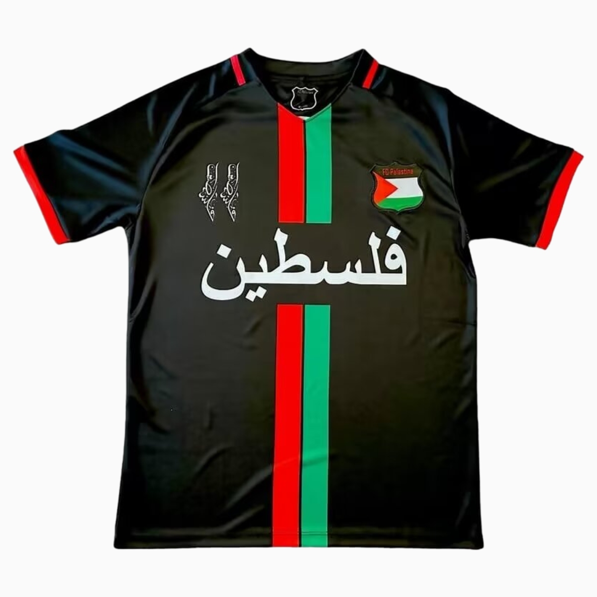 FC Palestina 24-25 Black Centre Striped Jersey with Arabic - Unitedfutballjersey