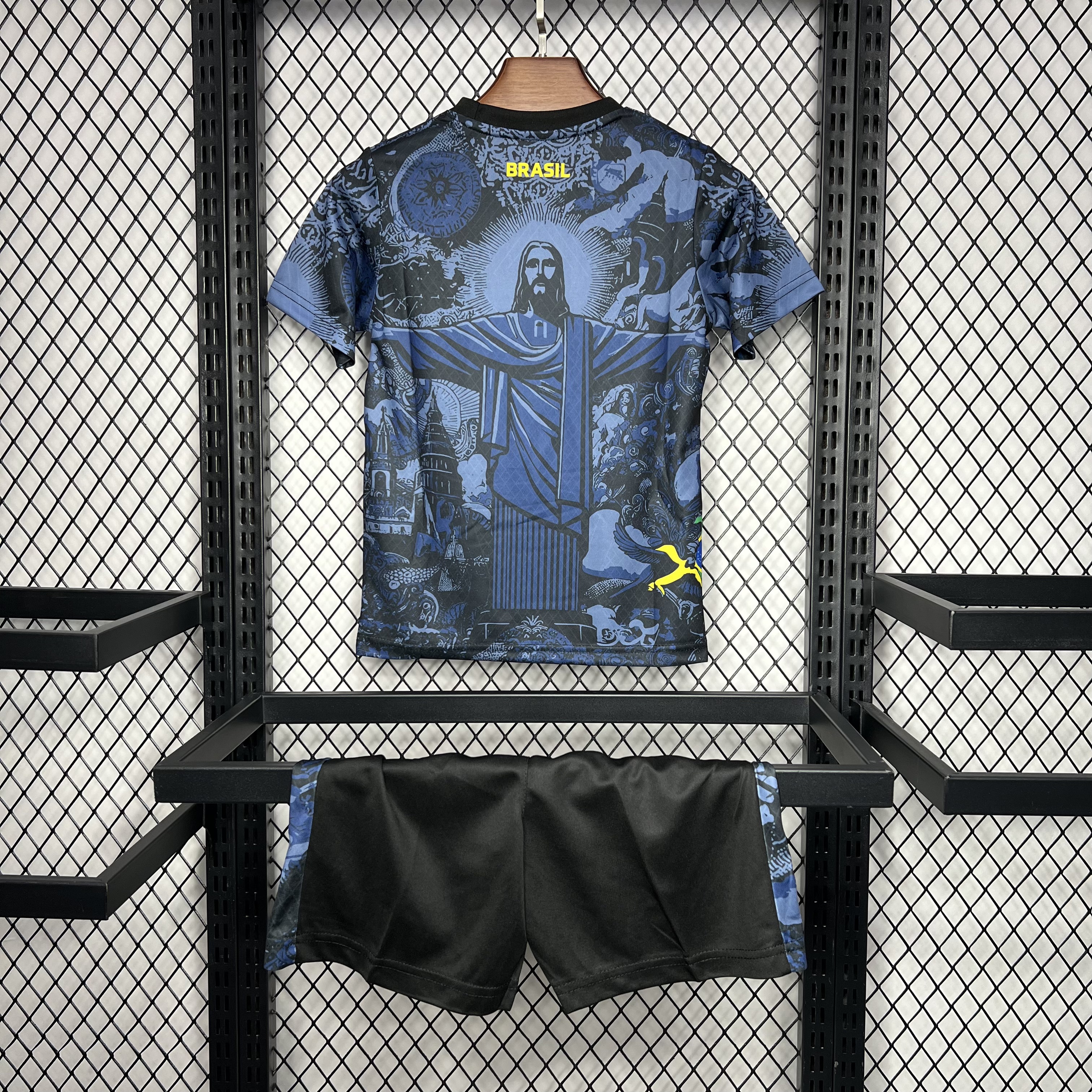 Brazil 2024 Christ the Redeemer Statue Kids Kit - Dark Blue - Unitedfutballjersey