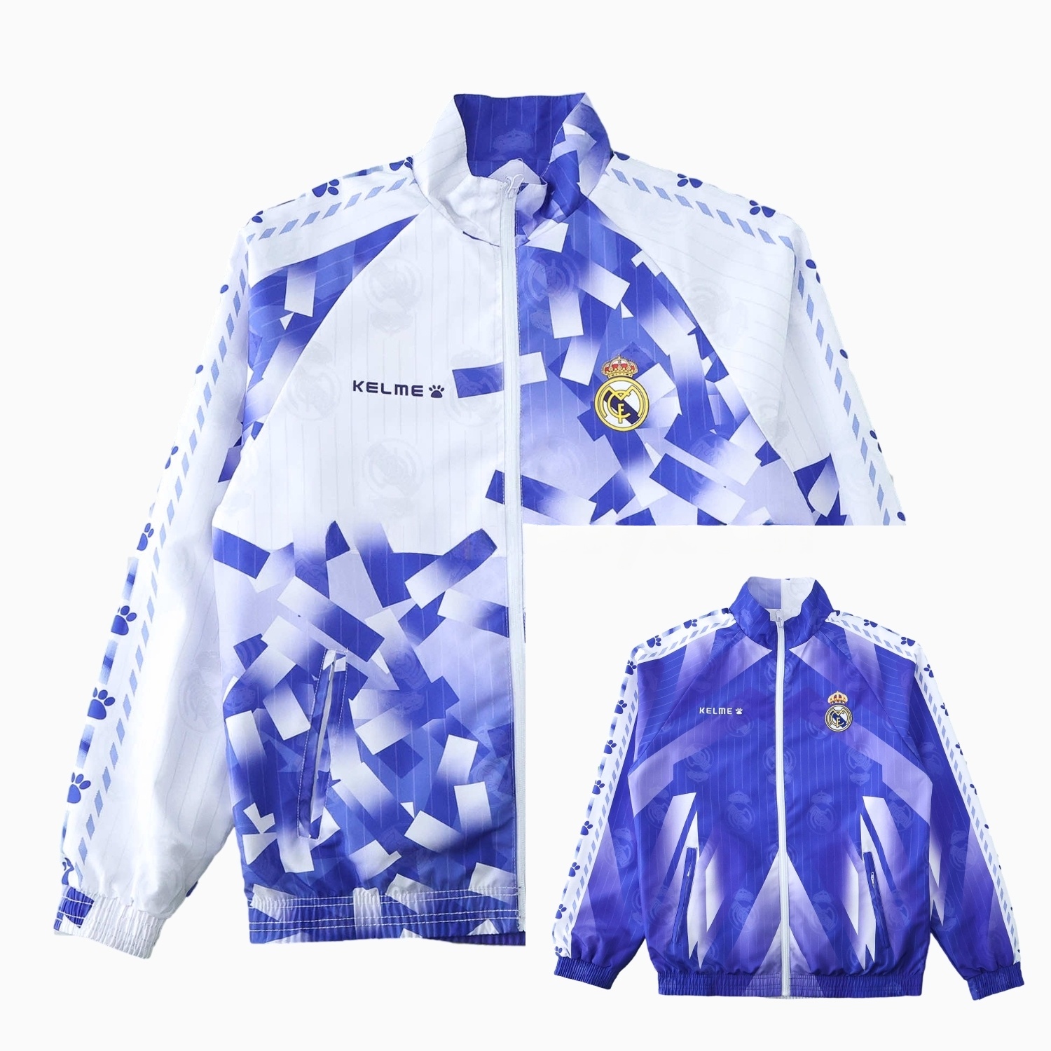 Retro Real Madrid 1996-97 Double Sided Reversible Windbreaker - Blue & Green - Unitedfutballjersey