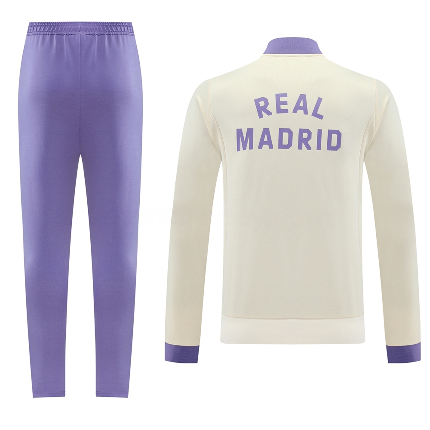 Real Madrid 24-25 Throwback Jacket Training Tracksuit - Off-white Jackets & Purple Pants - Unitedfutballjersey
