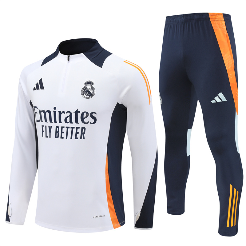 Real Madrid 24-25 Long Sleeve Training Set - White - Unitedfutballjersey