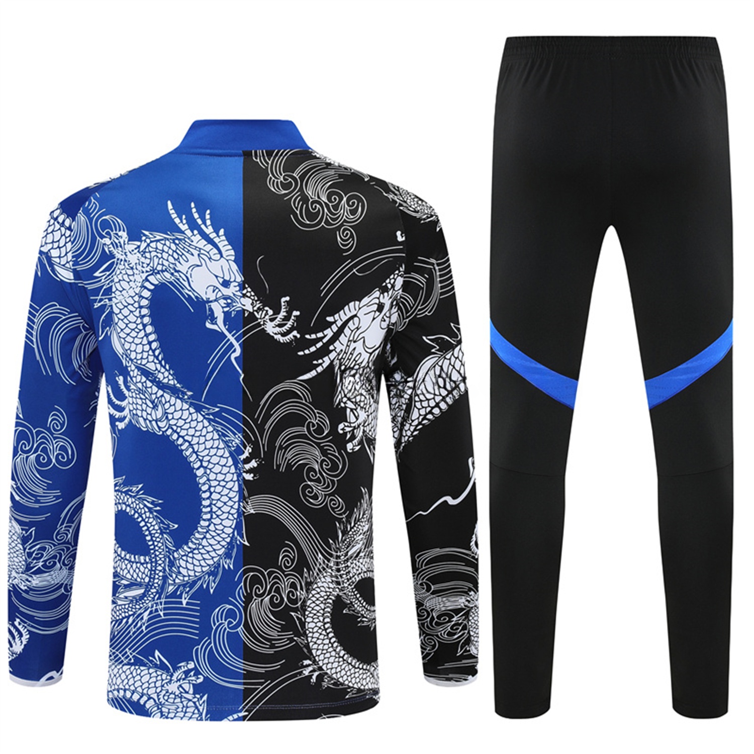 Real Madrid 25-26 Long Sleeve Training Set - White Loong Black Blue Top and Black Pants - Unitedfutballjersey