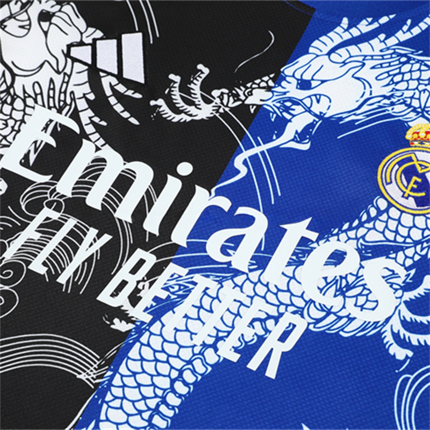 Real Madrid 25-26 Short-Sleeve Training Set - Blue Black Dragon Top & Black Shorts - Unitedfutballjersey