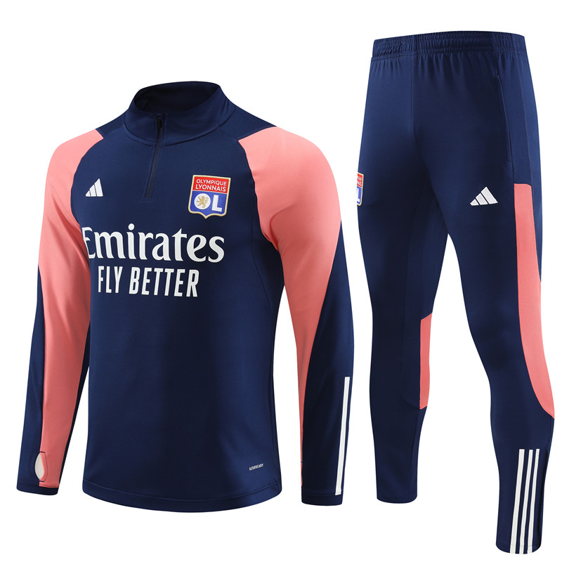 Lyon 23-24 Kids Long Sleeve Training Set Royal Blue - Unitedfutballjersey